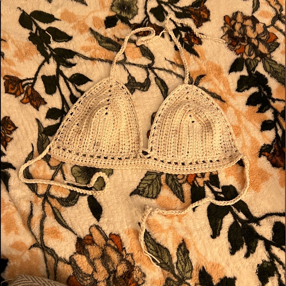 Vintage look crochet bikini top handmade